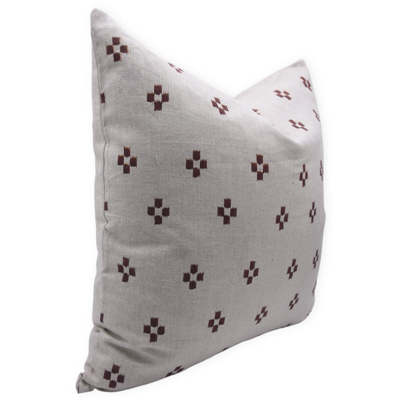 Housse de coussin en lin fabriquée à la main à motif artistique Fabubline Barfi, 14 po x 14 po, Carré
