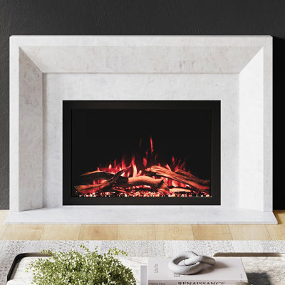 Highmark Traditional Electric Fireplace Insert Heater, WiFi, Google & Alexa Compatible, Logs & Crystals