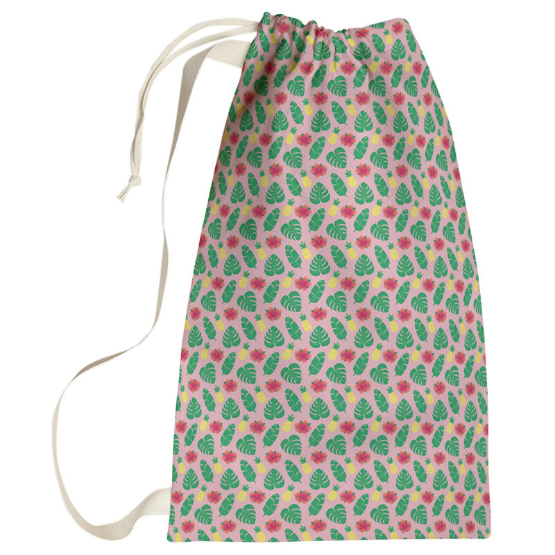 Kitterman Fabric Laundry Bag with Handles, Large (76.5" H x 29.5" W x 1.5" D), Pink