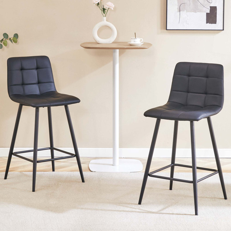 Modern Bar Chair Set, 2, Black