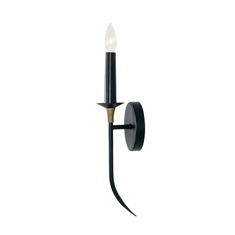 Matte Black and Brass Dimmable Wall Sconce