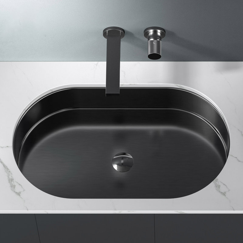 Kricia 25.9'' L Bathroom Sink, Gun Metal