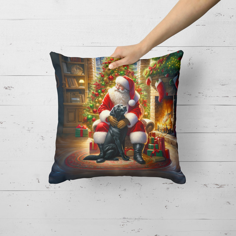 Coussin décoratif Labrador Retriever and Santa Claus, H 18 po x l 18 po