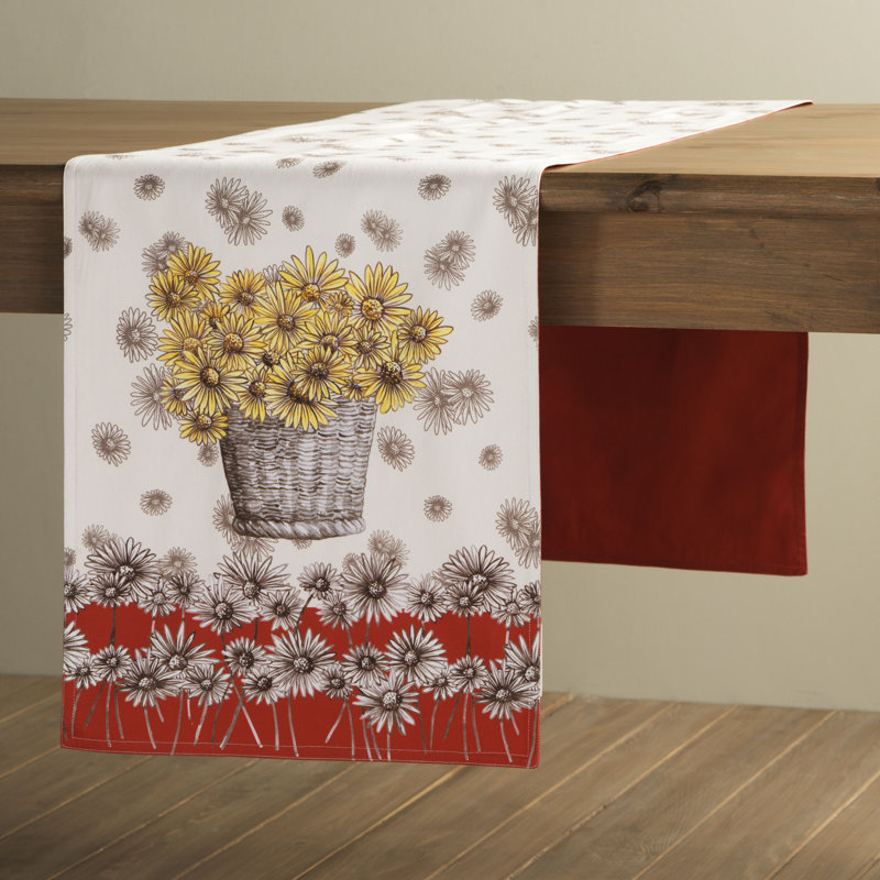 Floral 100% Cotton Table Runner, 108" L x 14.5" W
