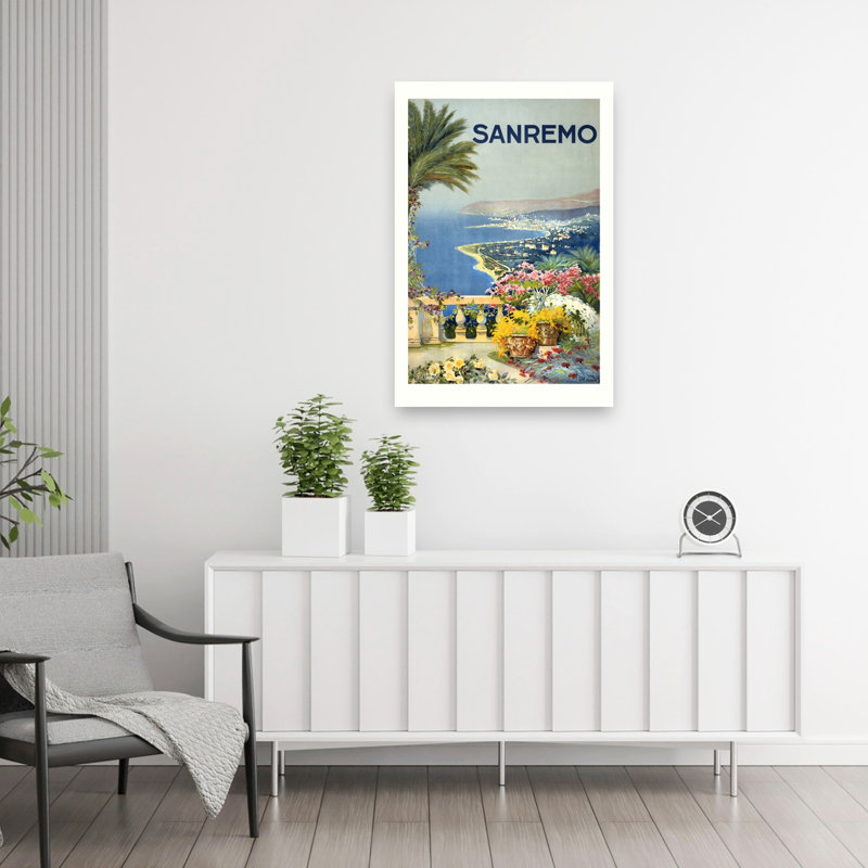 Sanremo : Alicandri Roma Affiche murale rétro vintage représentant un paysage côtier, H 36 po x l 24 po