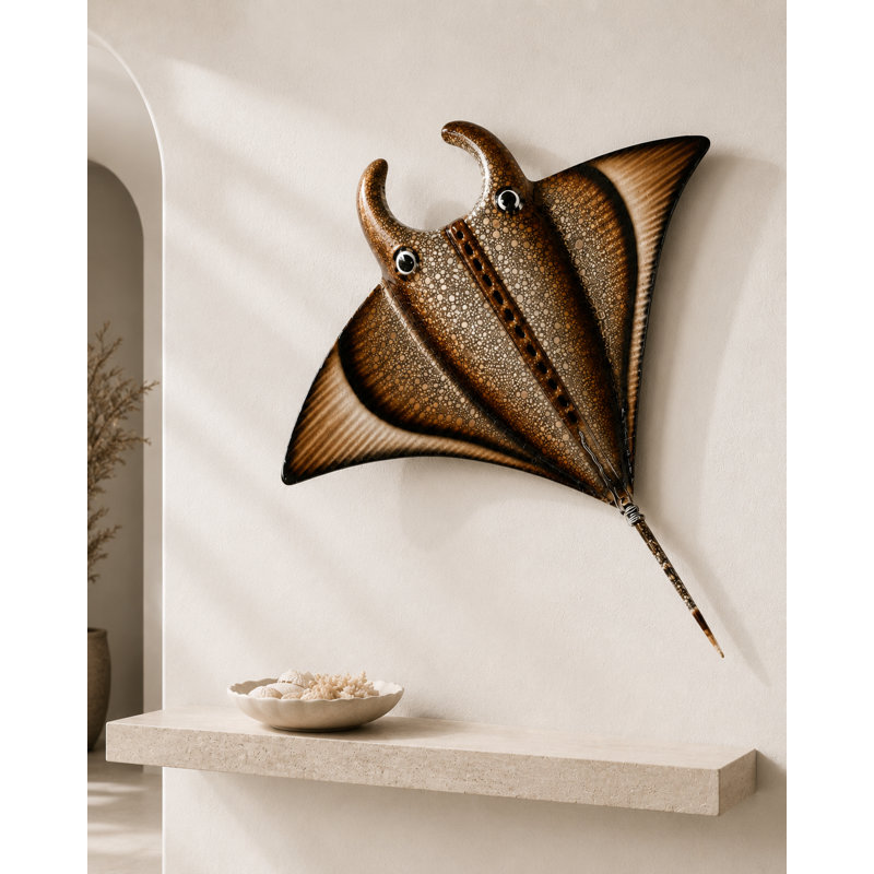 Sculpture murale en métal fabriquée à la main pour salle de bain côtière, vestibule ou salon - 24 po x 21 po