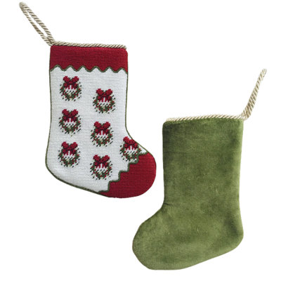 Christmas Wreath Needlepoint Stocking, Large