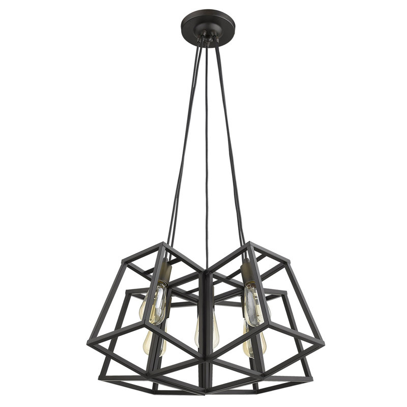 Luminaire suspendu géométrique 5 lumières grappe Venetta