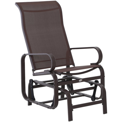 Fauteuil oscillant d'extérieur brun - toile respirante, bercement de patio robuste, ergonomique, glissant pour la cour arrière