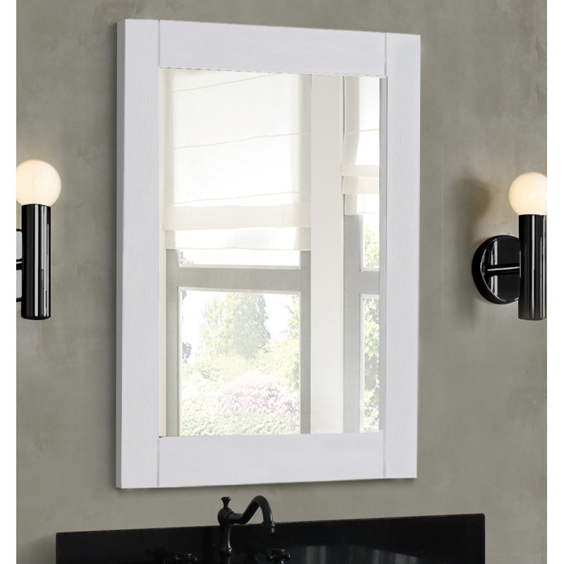 Ghent Solid Wood Rectangle Wall Mirror, White