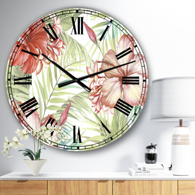 Très grande horloge murale Hibiscus Paradise