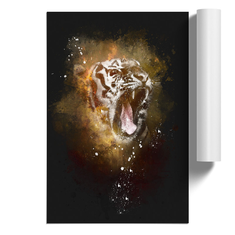 Tiger Roar - Unframed Painting, 59cm H x 42cm W x 0.1cm D