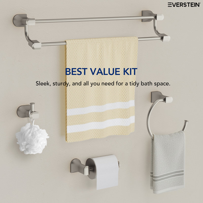 4-Piece Bathroom Hardware Set, Brushed Nickel