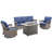 Deb Outdoor 4-Pieces PE Wicker Patio Conversation Set with Fire Pit Table-1038702488