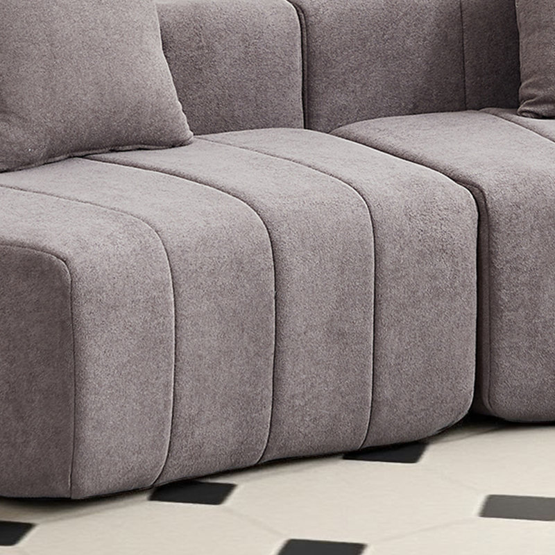 2 - Piece Chenille Curved Sectional Compression Sofa With 2 Pillows, 29" H x 88" W x 33" D, Gray Chenille