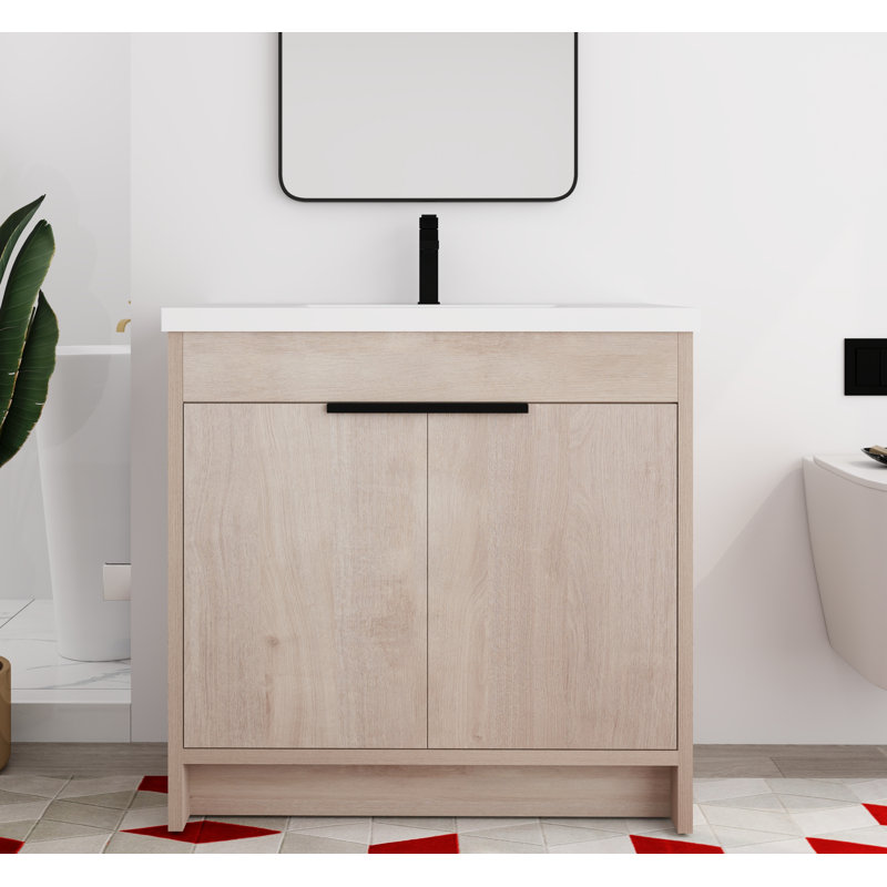 35.97'' Single Bathroom Vanity with Resin Top