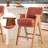 Counter Height Upholstered Bar Stool With Armrests And Solid Wood Legs-1326382101