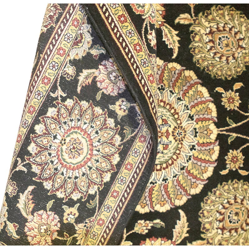 High-Quality Hand-Knotted Black Area Rug