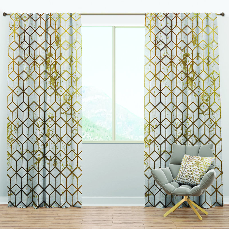 Panneau de rideau simple semi-diaphane avec passe-tringle Cubes, l 52 po x L 120 po