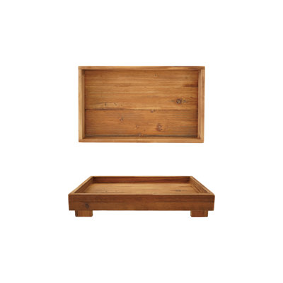 Handcrafted Fir Wood Footed Tray