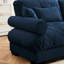 Velours deux places moderne bleu avec coussins de siège en forme de nuage, coussins de soutien et de soutien pour la relaxation