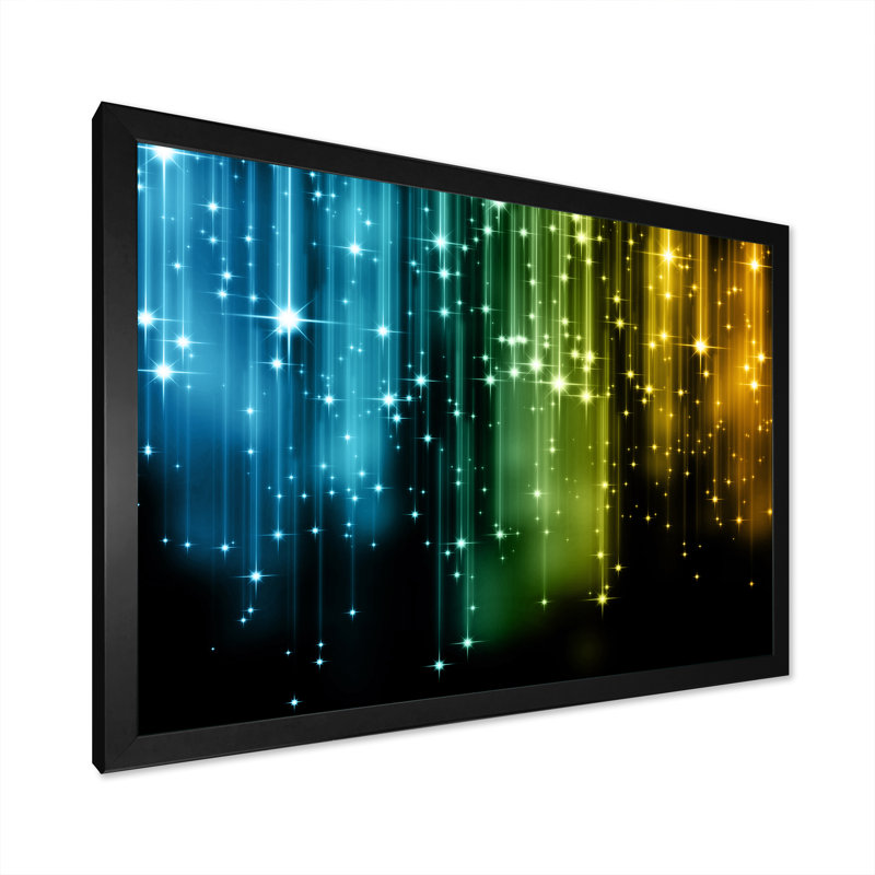 «Glowing Lights Matrix Art», reproduction sur toile, Cadre d'angle fermé noir, H 24 po x l 36 po x P 1 po