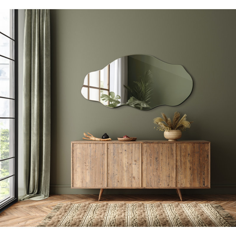 Modern Irregular Organic Mirror for the Bathroom, Living Room. Asymmetrical Wavy Funky Budimirka, 100" x 50"