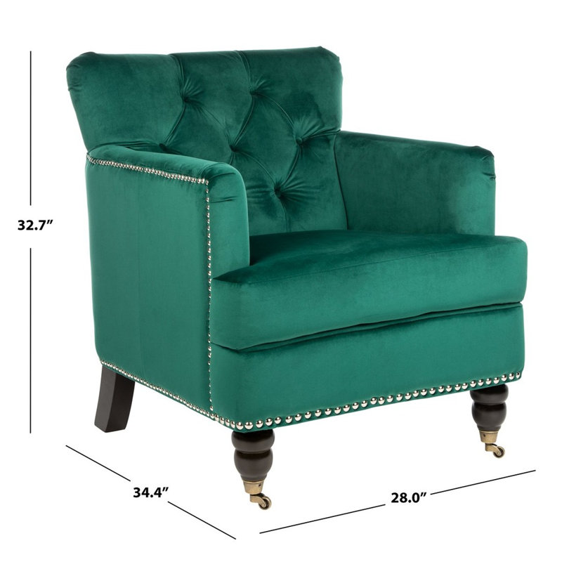 Atkison Upholstered Club Chair, Green Velvet
