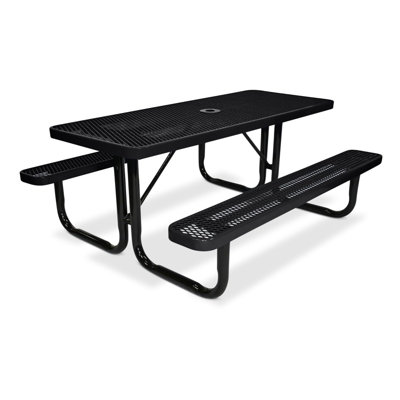 Table de pique-nique rectangulaire de 1,83 m (6 pi), extensible, noire
