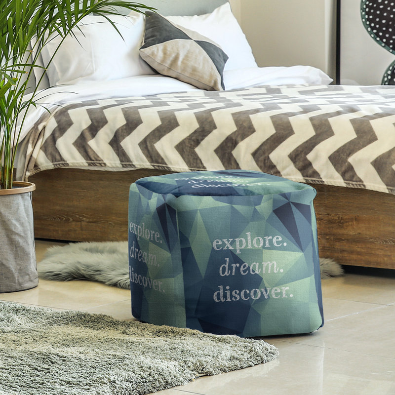 Upholstered Ottoman, Aquamarine