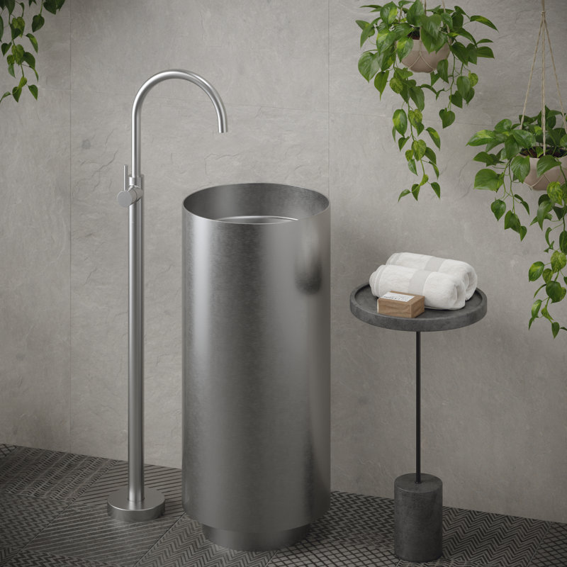 Karran Cinox 15'' Stainless Steel Circular Bathroom Sink, Stainless Steel