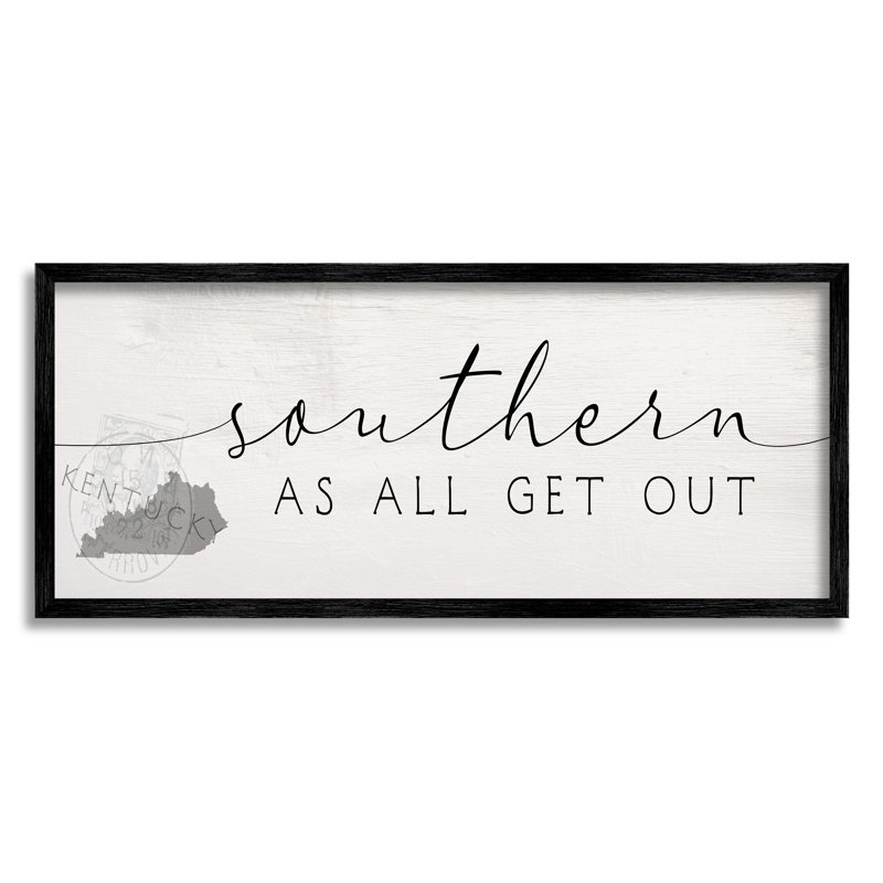Kentucky State Southern As All Get Out, H 10 po x l 24 po, Giclée encadrée noir minuit