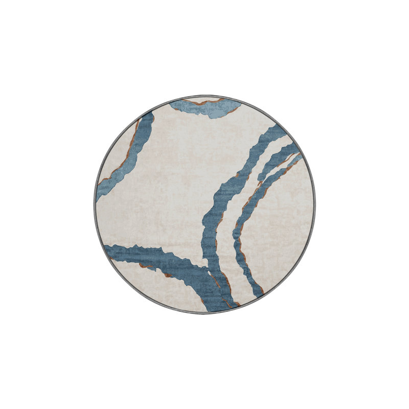 Machine Washable Gray Area Rug, Round 5'