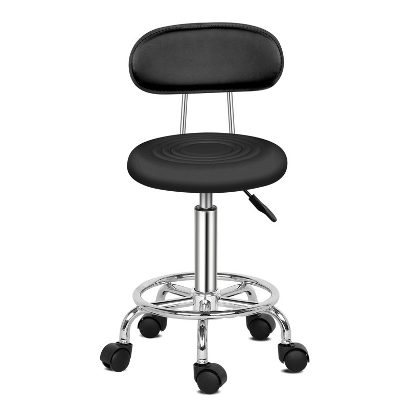 Codnor Backed Adjustable Height Ergonomic Lab Stool with Wheels, Black