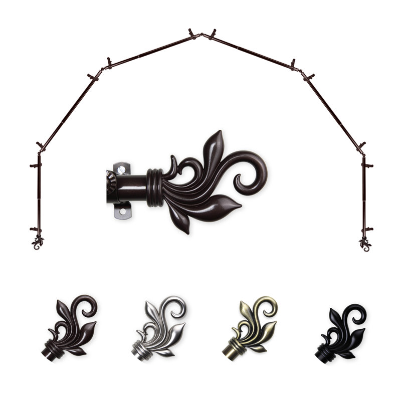 Ensemble de tringle à rideaux simple et quincaillerie pour fenêtre à 6 côtés Rexford, Cacao, 18 à 28 po (de chaque côté)