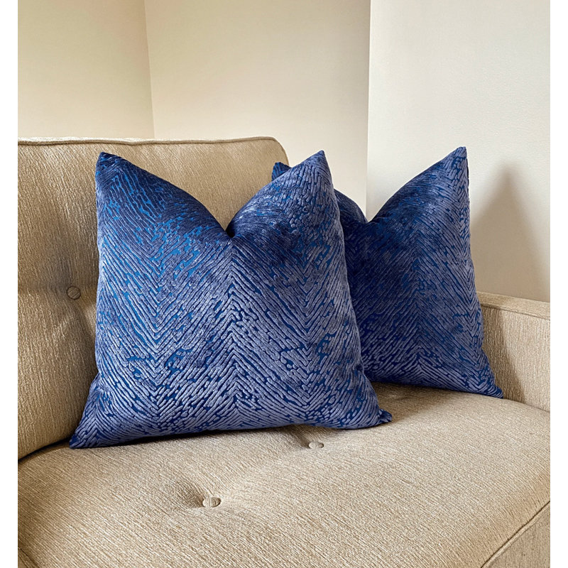 Velvet Animal Print Throw Pillow Cover, 20"H x 20"W, Blue