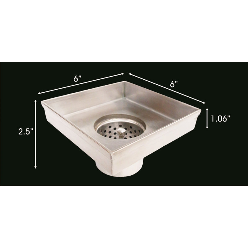 Drain de douche carré à grille linéaire, Acier inoxydable