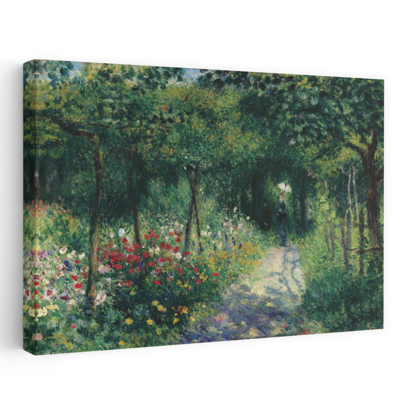 Femmes dans un jardin, 1873, impression d'art classique classique printanier coloré, H 16 po x l 24 po