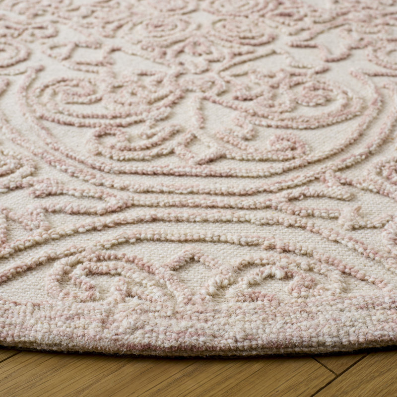 Abdihafid Trace 101 Area Rug In Ivory / Pink, Round 8' 