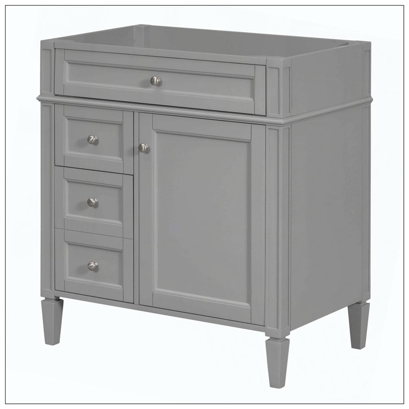 Meuble-lavabo 2 tiroirs Modern, Gris, Nickel brossé