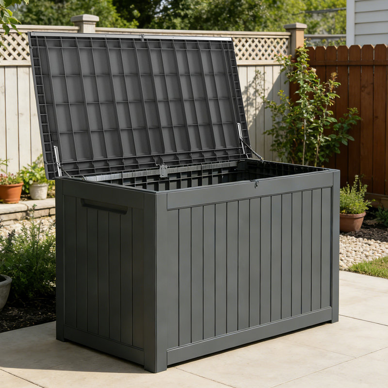 230Gallon Deck Box, Lockable Storage Box For Furniture, Garden Tools And Tools Storage(Black), Black