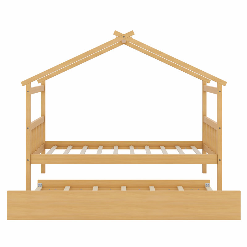 Lit House avec lit gigogne, Naturel
