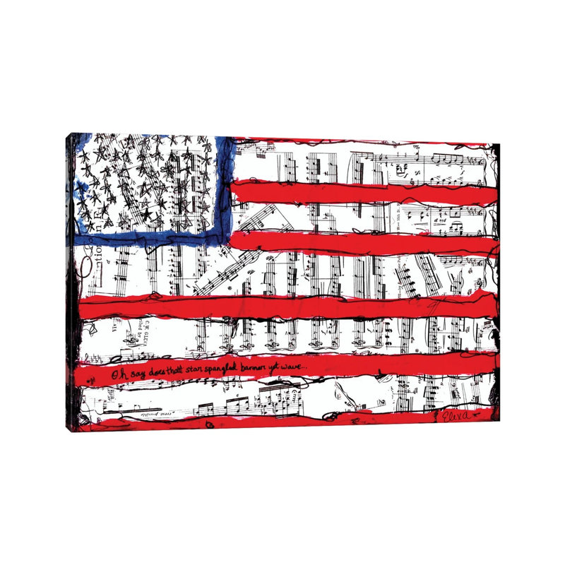 Home Of The Brave American Flag by Elexa Bancroft - Painting on Canvas, Wrapped Canvas, 20.32 cm H x 30.48 cm W