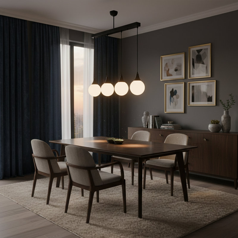 Seraphina 4-Light Linear Frosted Globe Pendant