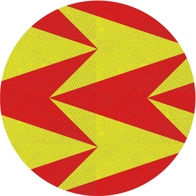 Tapis rouge / jaune à motif abstrait Marlene, Rond 3 pi