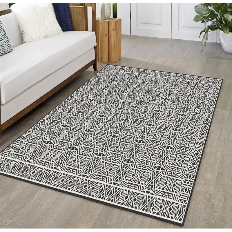 Grey Ivory Tribal Boho Farmhouse Soft Pile Boho Minimal Large Area Rug, Rectangle 10' x 13'