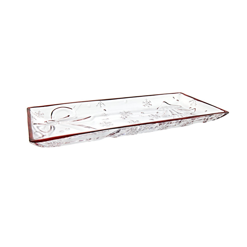 Christmas Wonderland Red Rim Rectangle Serving Tray