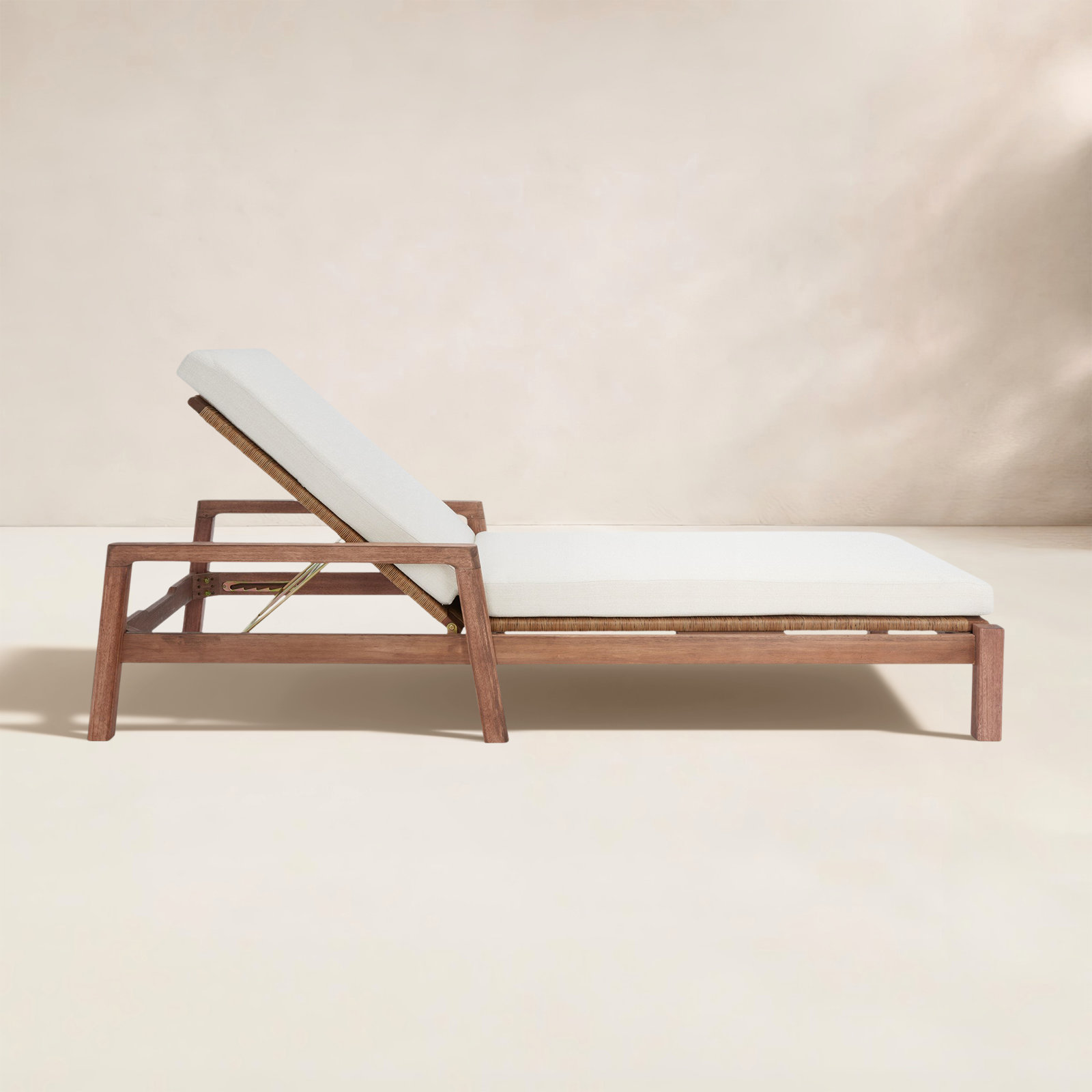 Nicholson 32" Eucalyptus Patio Chaise Lounge, White