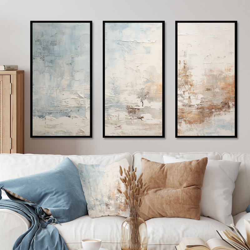 Ensemble de décorations murales Beige Blue Ocean Storm II - formes abstraites, H 28 po x l 36 po x P 1 po