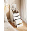 Élégante coiffeuse 3 en 1 avec bureau en verre, tabouret de maquillage, rangement interne, miroir compact pour meuble de chambre à coucher, rangement-1237785395